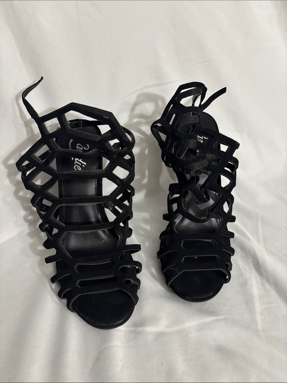 Candie's Black Cage-Strap Heels